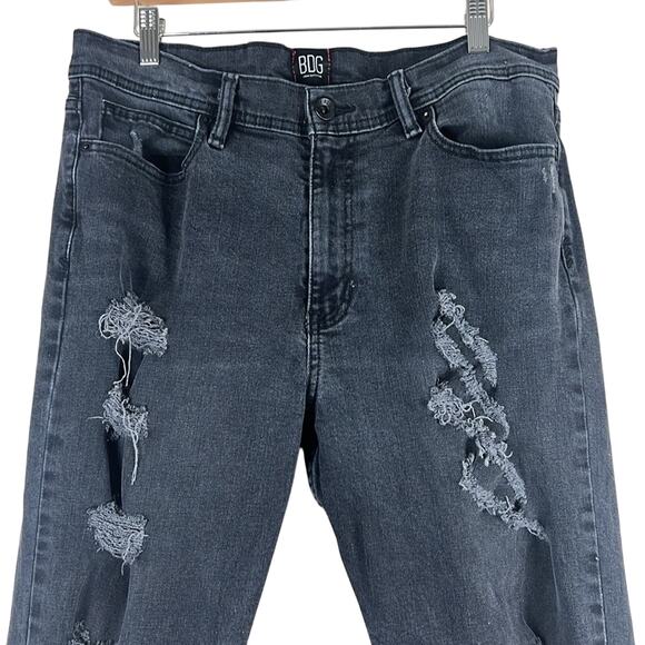 BDG Urban Outfitters Skinny Jeans Mens 36x32 Black Stretch Distressed Grunge - Picture 2 of 6